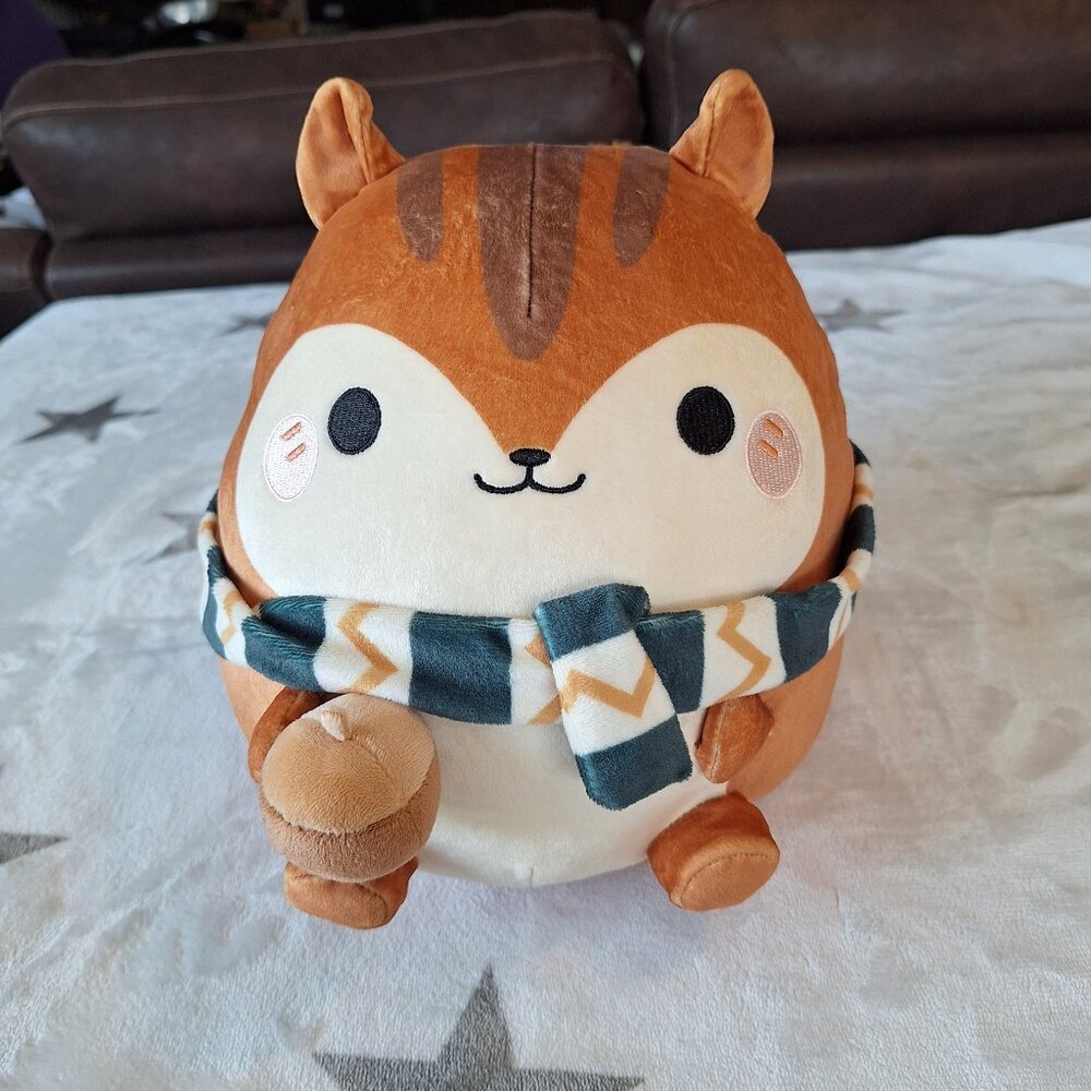 HONEYMARU Brand Cute Round Squishy Autumn Squirrel 10" Plush Toy